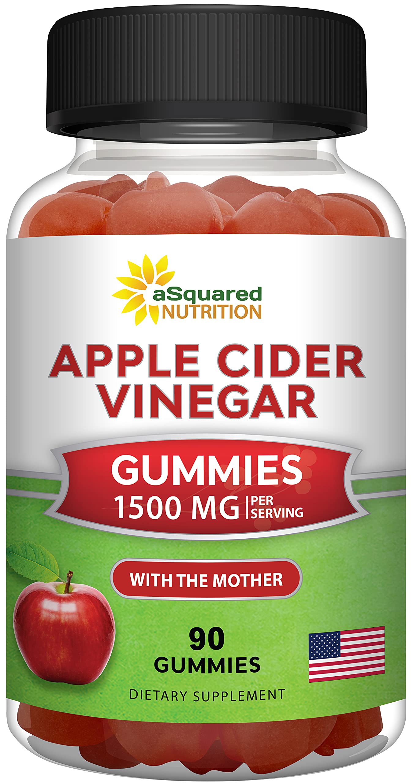 Gomitas aSquared Nutrition con vinagre de manzana, posible apoyo a la digestión.