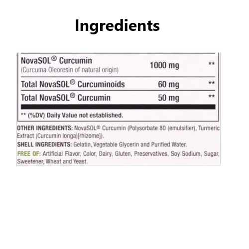 Empaque de A1Vitality NovaSOL Curcumina con certificaciones de calidad.