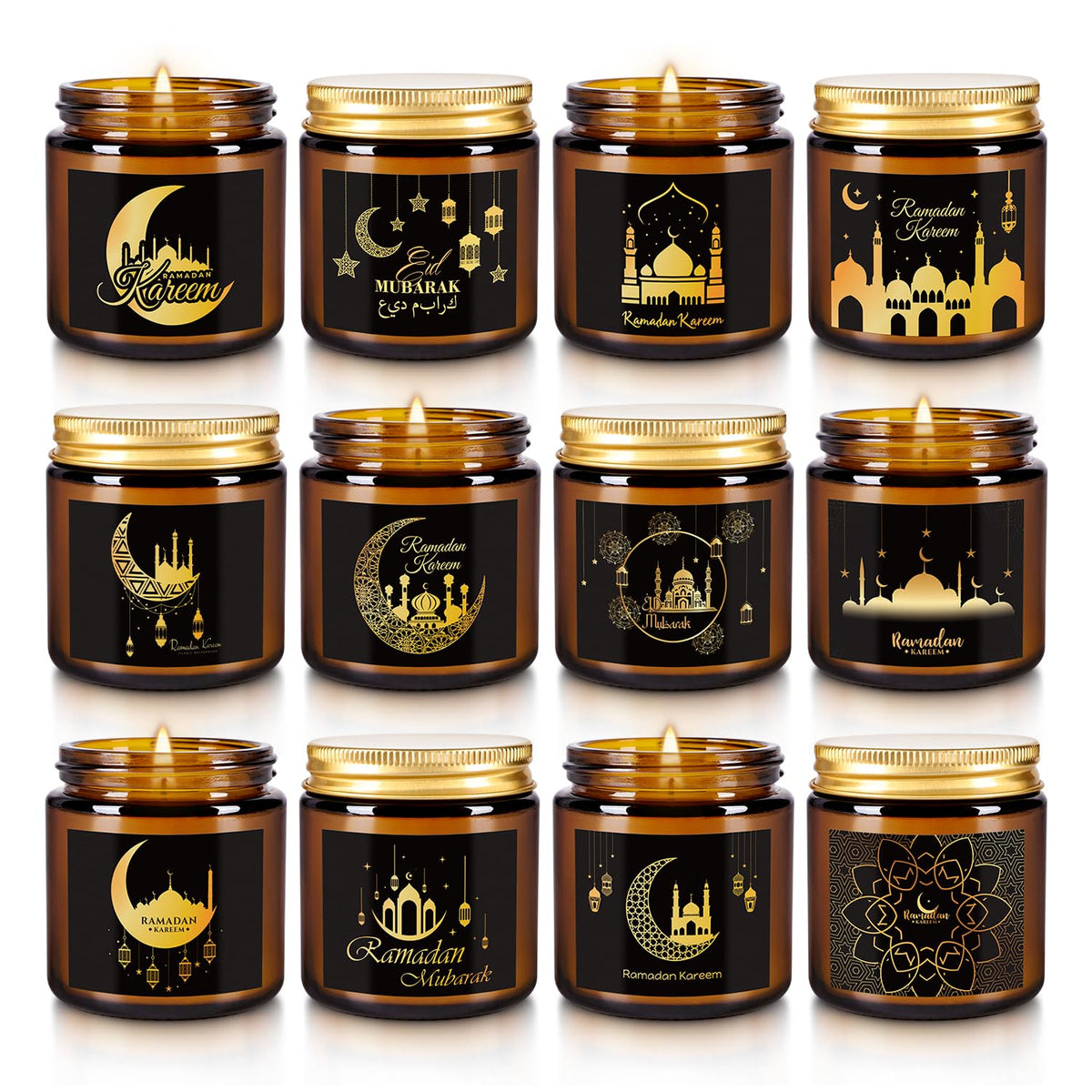 Aamdkcyu Ramadán Mubarak velas en jarra marrón para relajación y oración