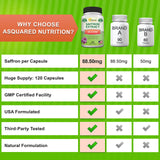 aSquared Nutrition azafrán cápsulas, etiqueta clara, calidad y pureza visibles.