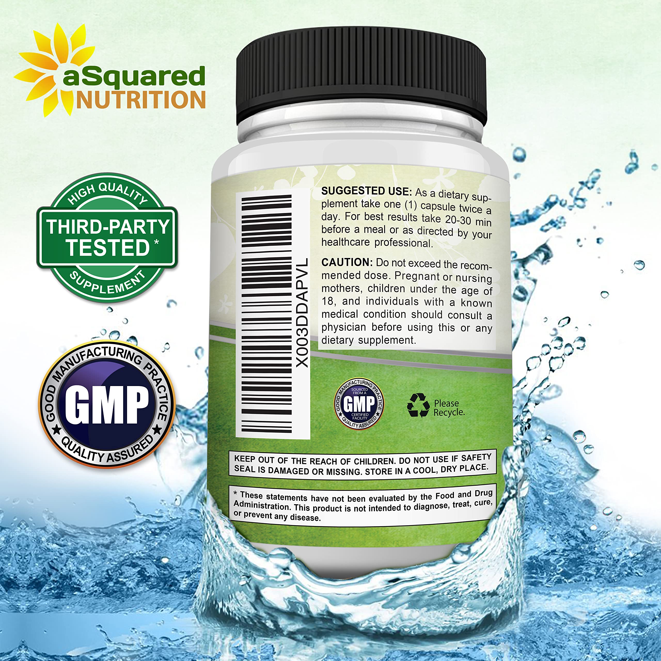 aSquared Nutrition azafrán cápsulas primer plano, énfasis en pureza y eficacia.