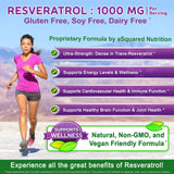 aSquared Nutrition Resveratrol cápsulas de 1000 mg listas para consumo diario.