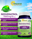 aSquared Nutrition Resveratrol etiqueta con lista de ingredientes naturales.