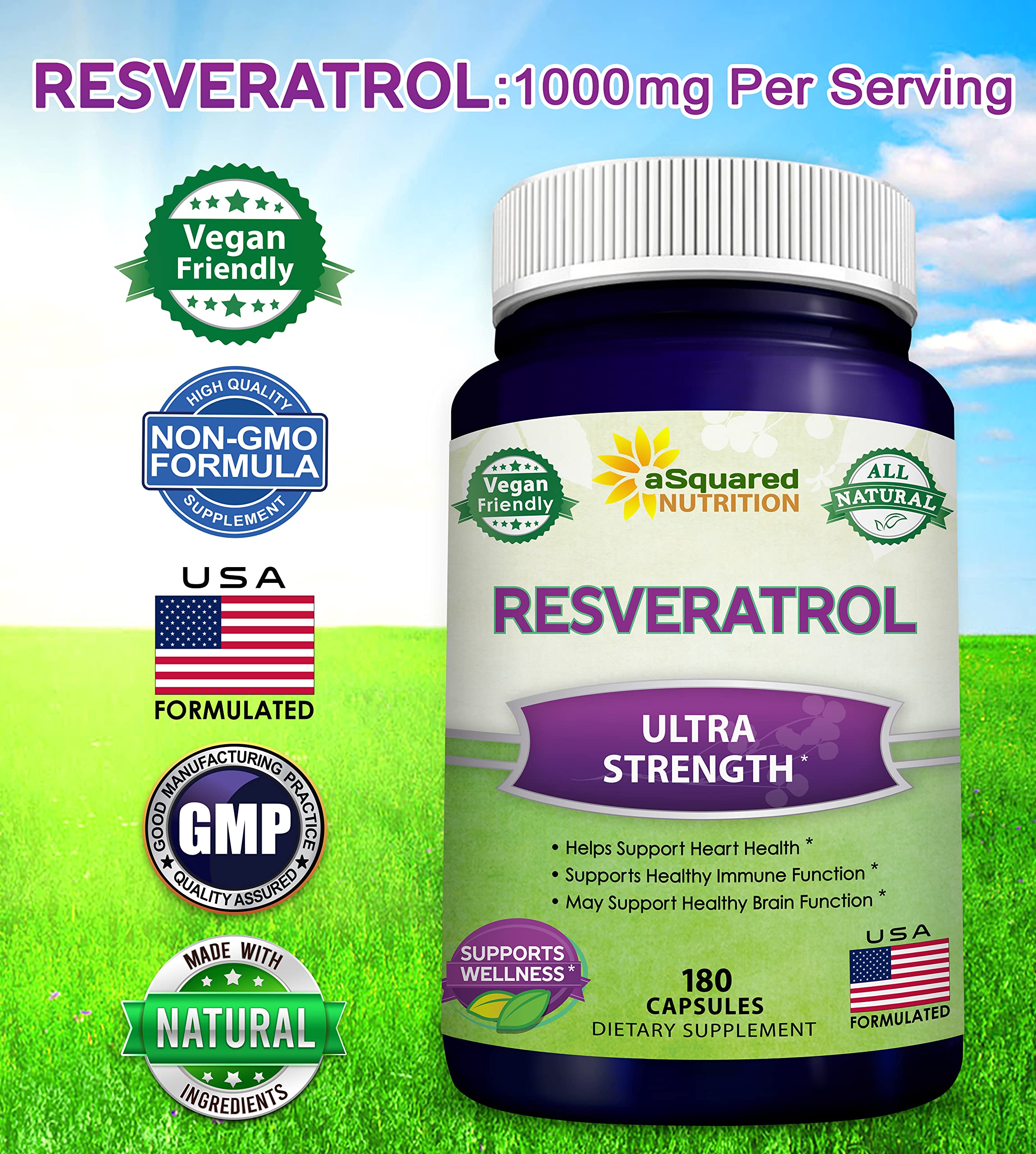 aSquared Nutrition Resveratrol polifenoles naturales destacados para bienestar general.