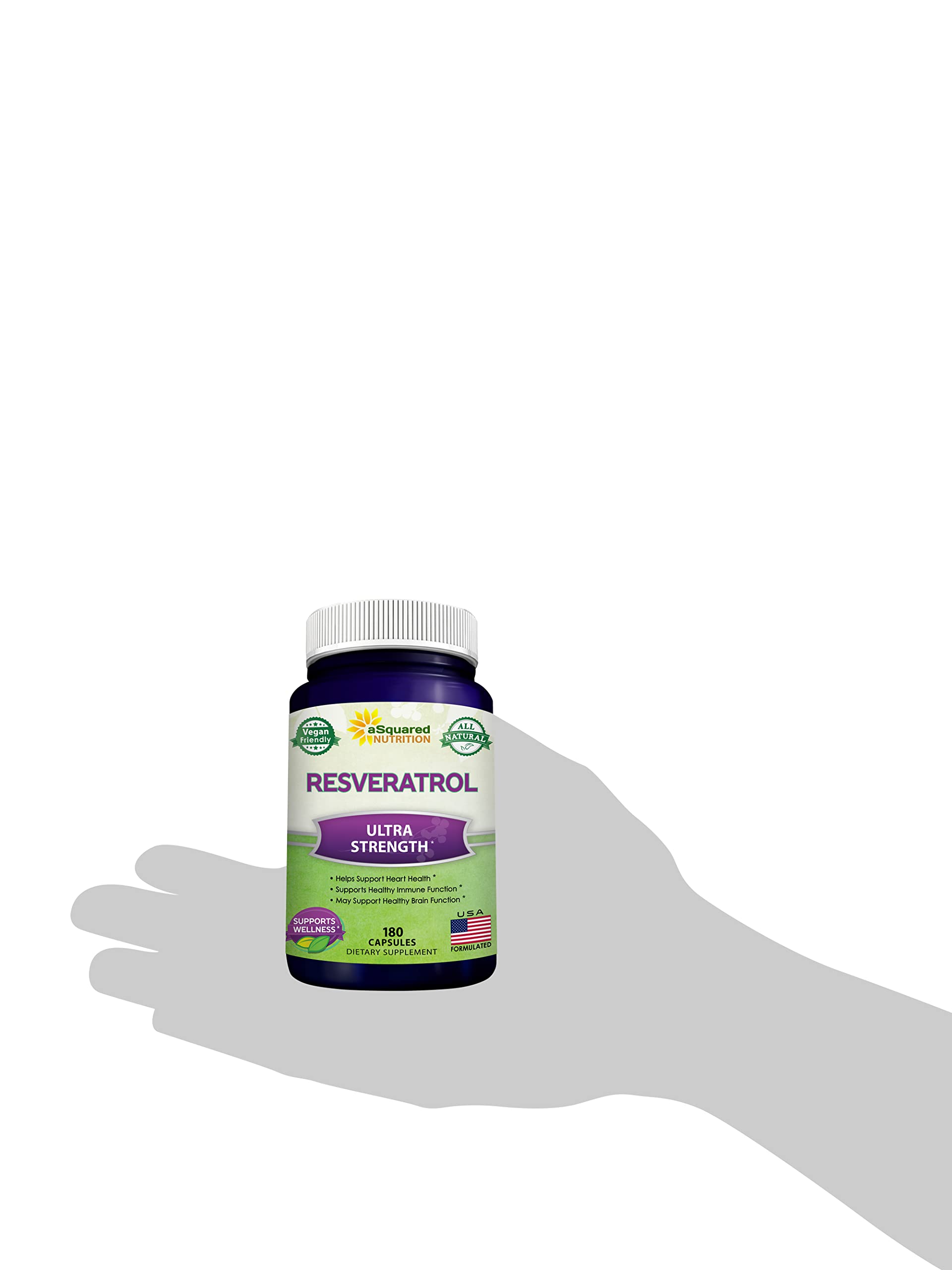 aSquared Nutrition Resveratrol presentación de 180 cápsulas para 90 días.