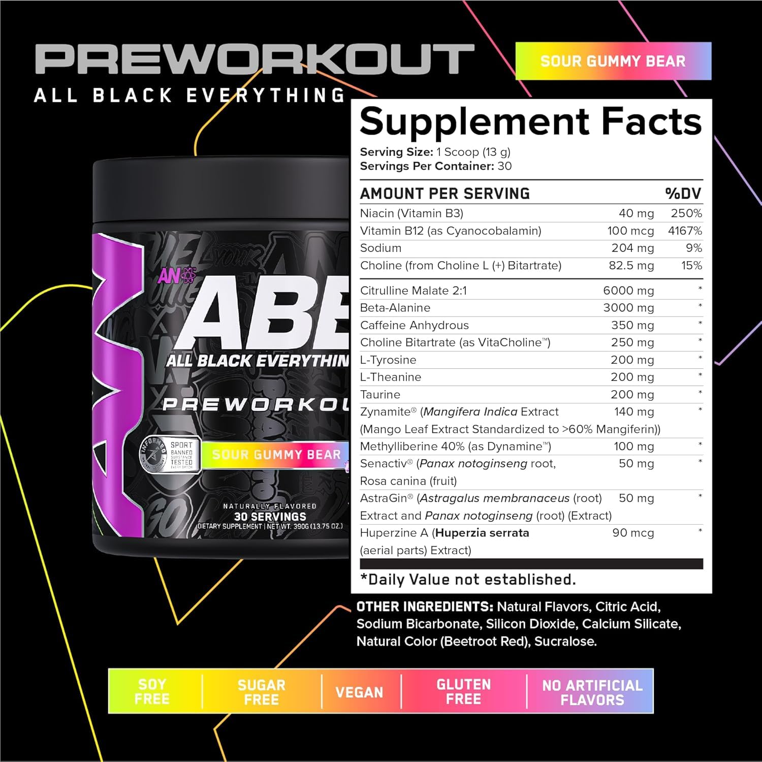 ABE All Black Everything cucharilla de medición para dosificar energía preentrenamiento