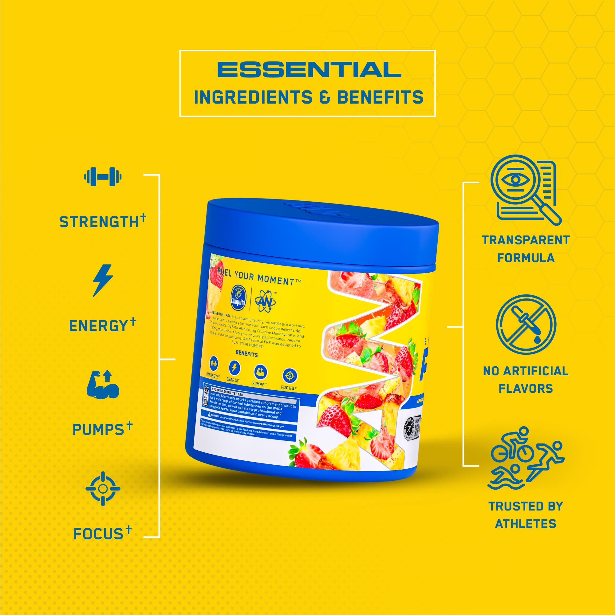 ABE Essentials Pre: ingredientes clave L-Citrulina para mejor flujo y rendimiento
