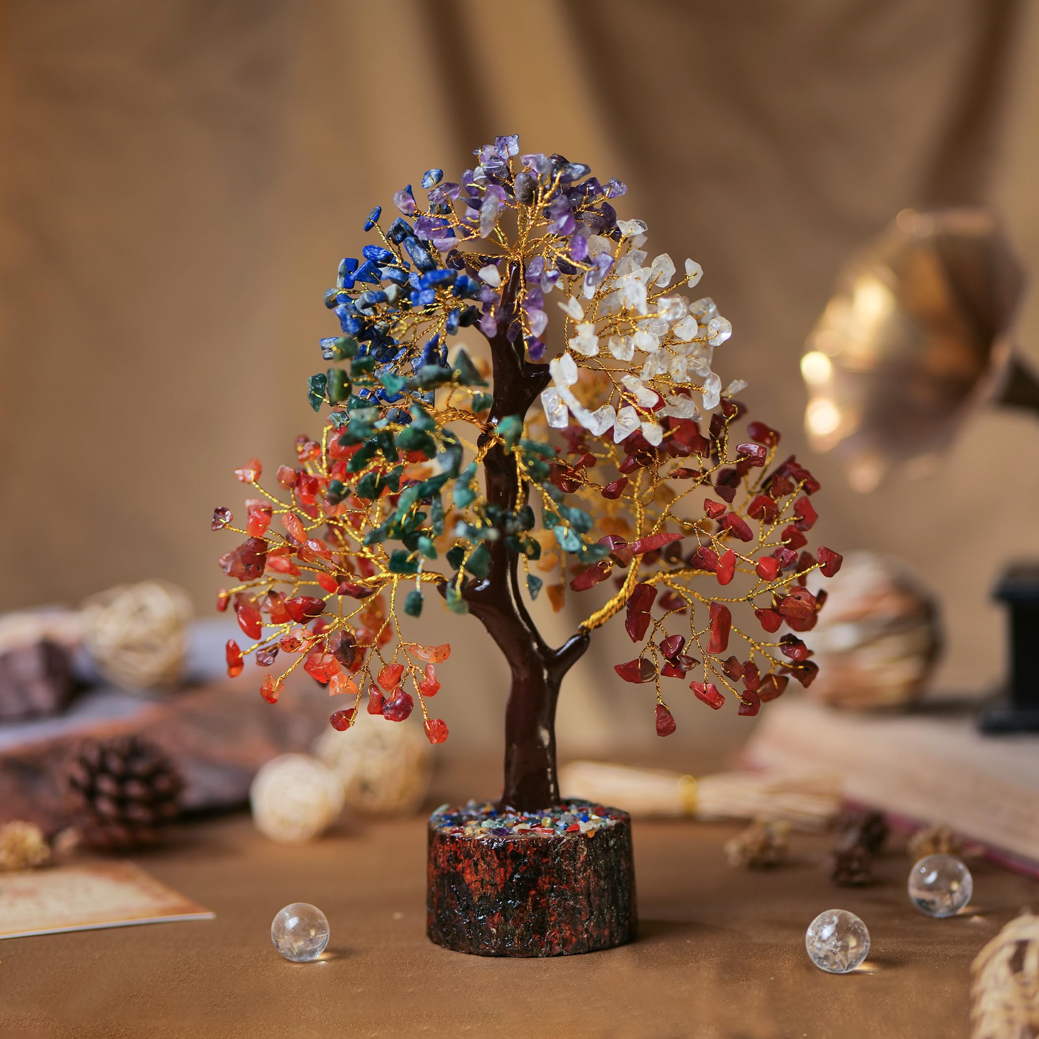 ABHISUBYA Árbol de cristal para meditación, calma y equilibrio.