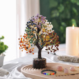 ABHISUBYA Arbol de la Vida Chakras, ramas doradas y piedras naturales para enfoque.
