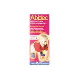 Abidec Sirope Omega-3, vertido de la botella, apoyo a la concentración