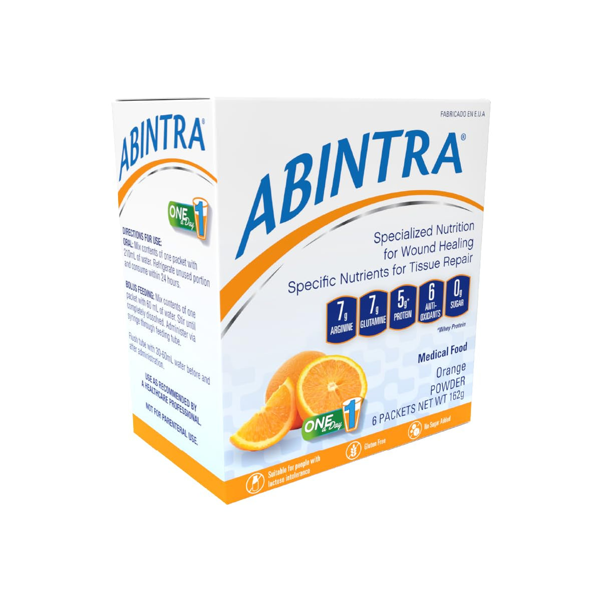 ABINTRA, sobres de nutrición especializada para apoyar la reparación de heridas.
