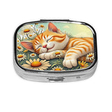 ABLESKY portapíldoras Daisy Cat con espejo para uso diario en el bolso