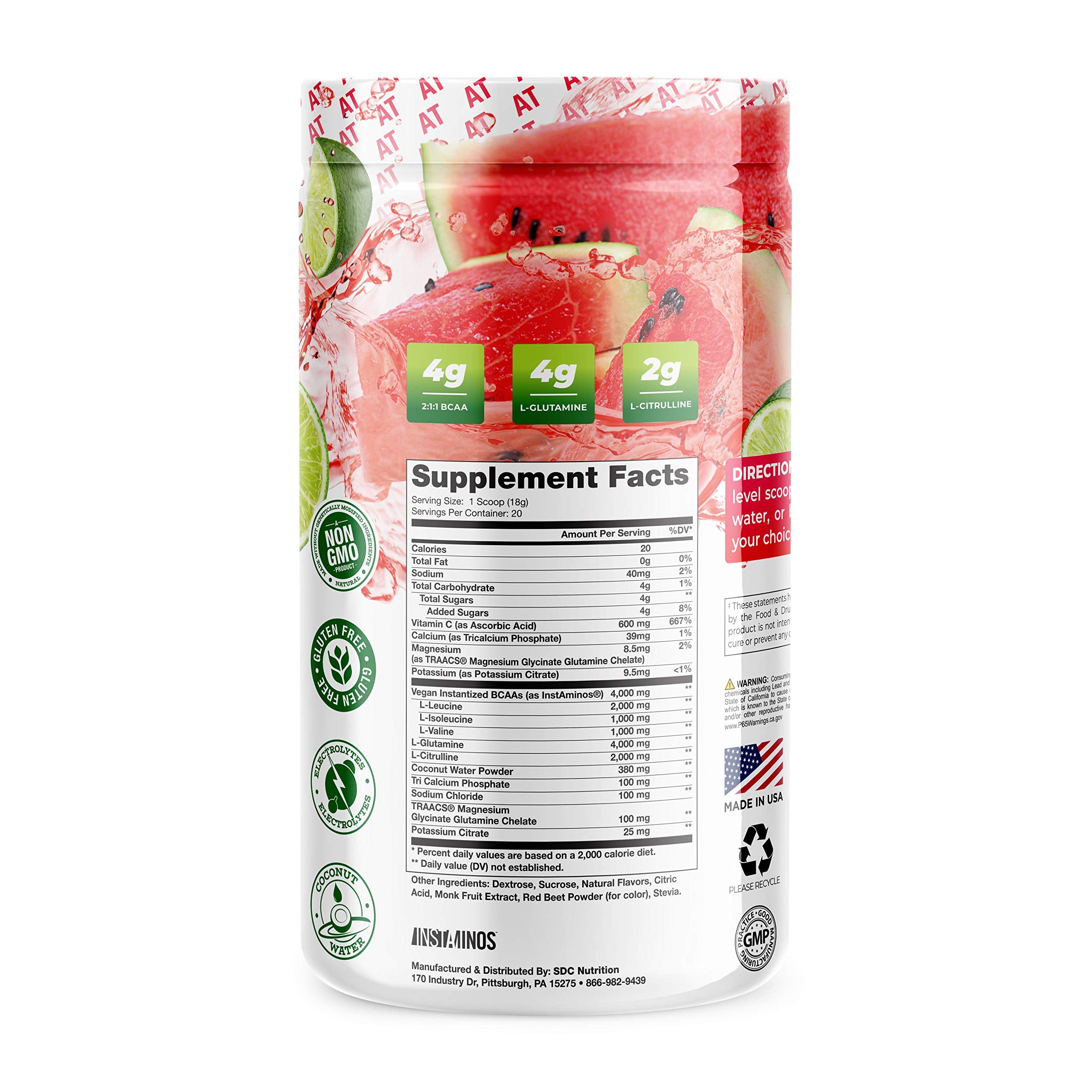 About Time BCAA Hydration Watermelon Lime medidor incluido para mezclar fácilmente