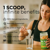 About Time BCAA Hydration Watermelon Lime vertiendo en vaso para beber refrescante