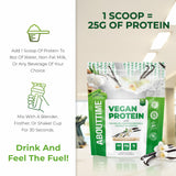About Time proteína vegana vainilla: proceso de mezcla sin grumos.