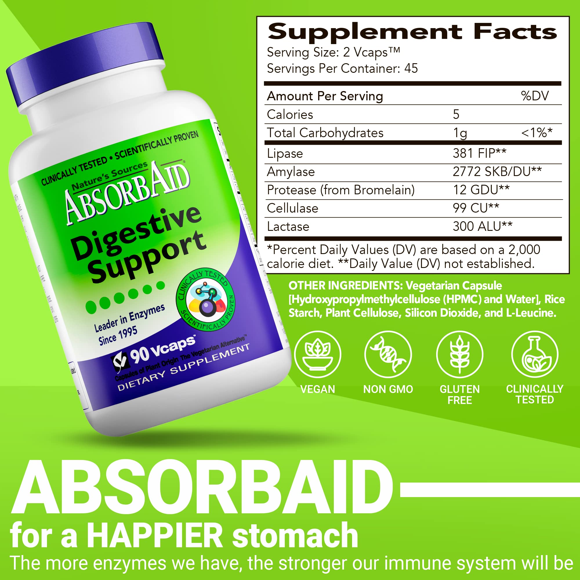 AbsorbAid Digestivo: toma diaria para apoyar la digestión tras las comidas.