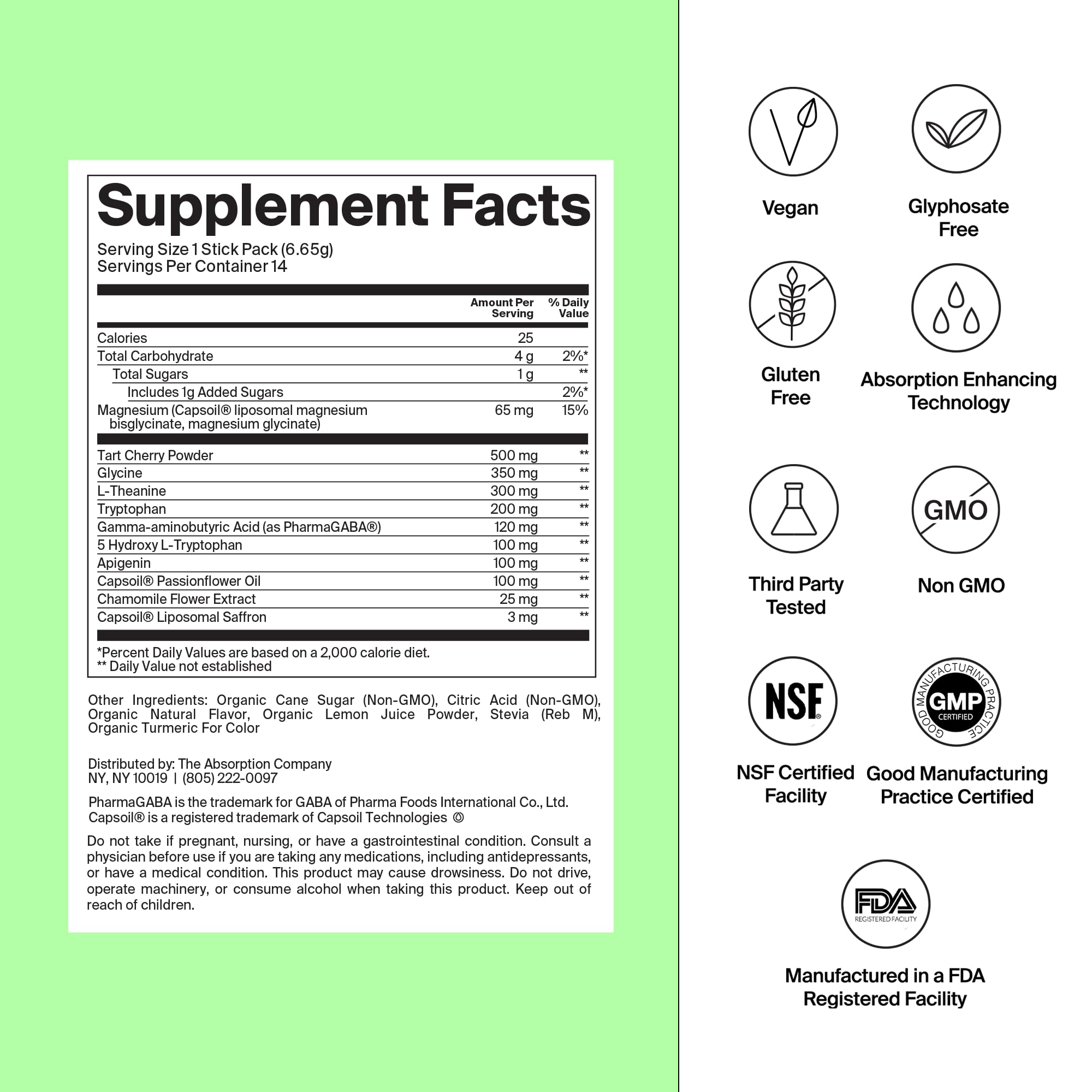The Absorption Company Sleep Aid Powder, dosificador mostrado, facilita medir la dosis para cada vaso.