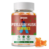 ABYSSUS Psyllium Gummies durazno en botella, apoyo digestivo diario.