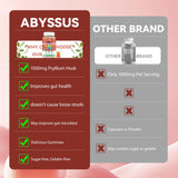 ABYSSUS Psyllium Gummies durazno mano tomando una gomita, conveniente snack saludable.