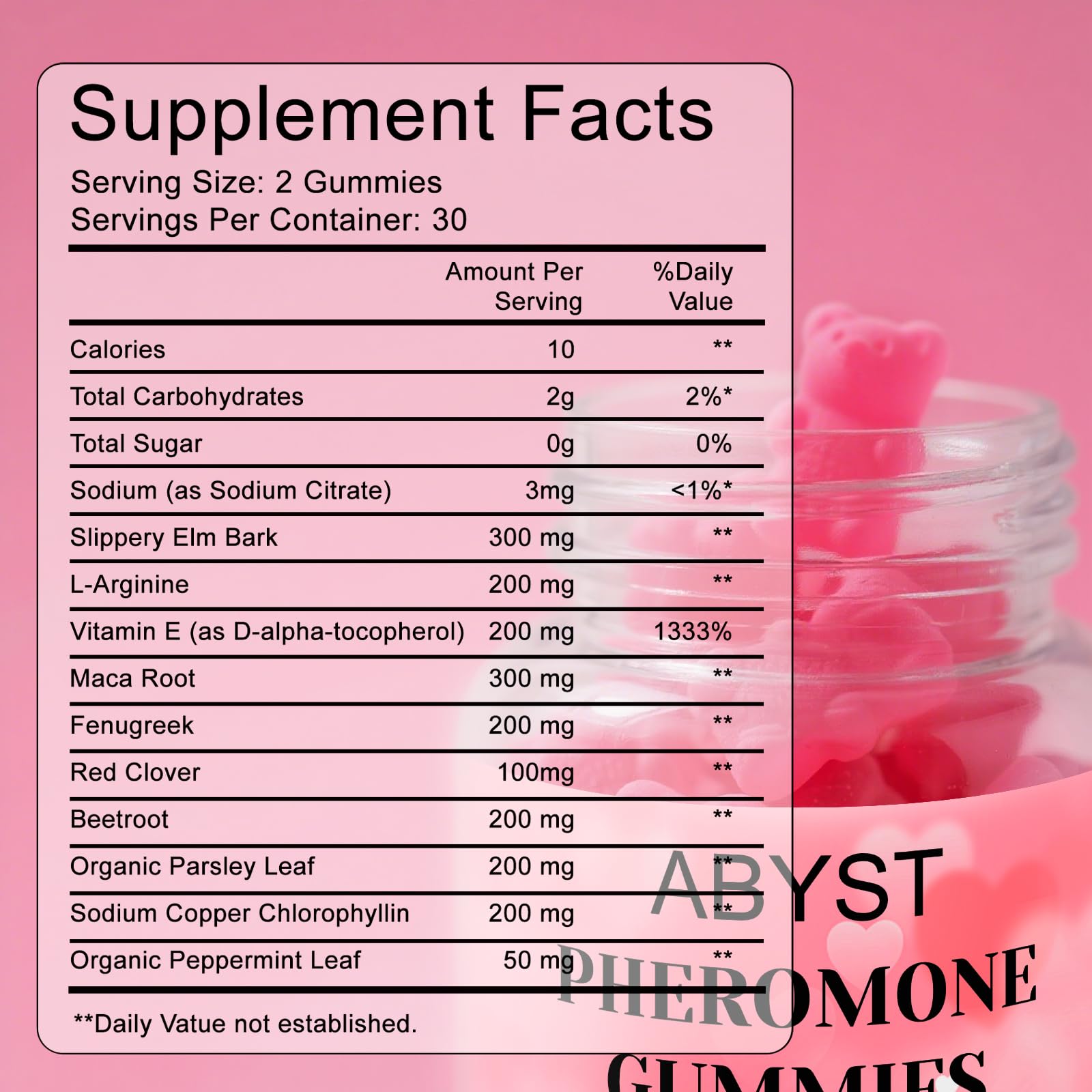 ABYST gomitas feromona, sabor fresa, frasco atractivo para el ánimo.