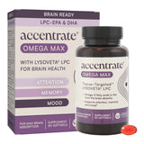 Accentrate Omega Max frasco frontal con enfoque en la dosis y la marca