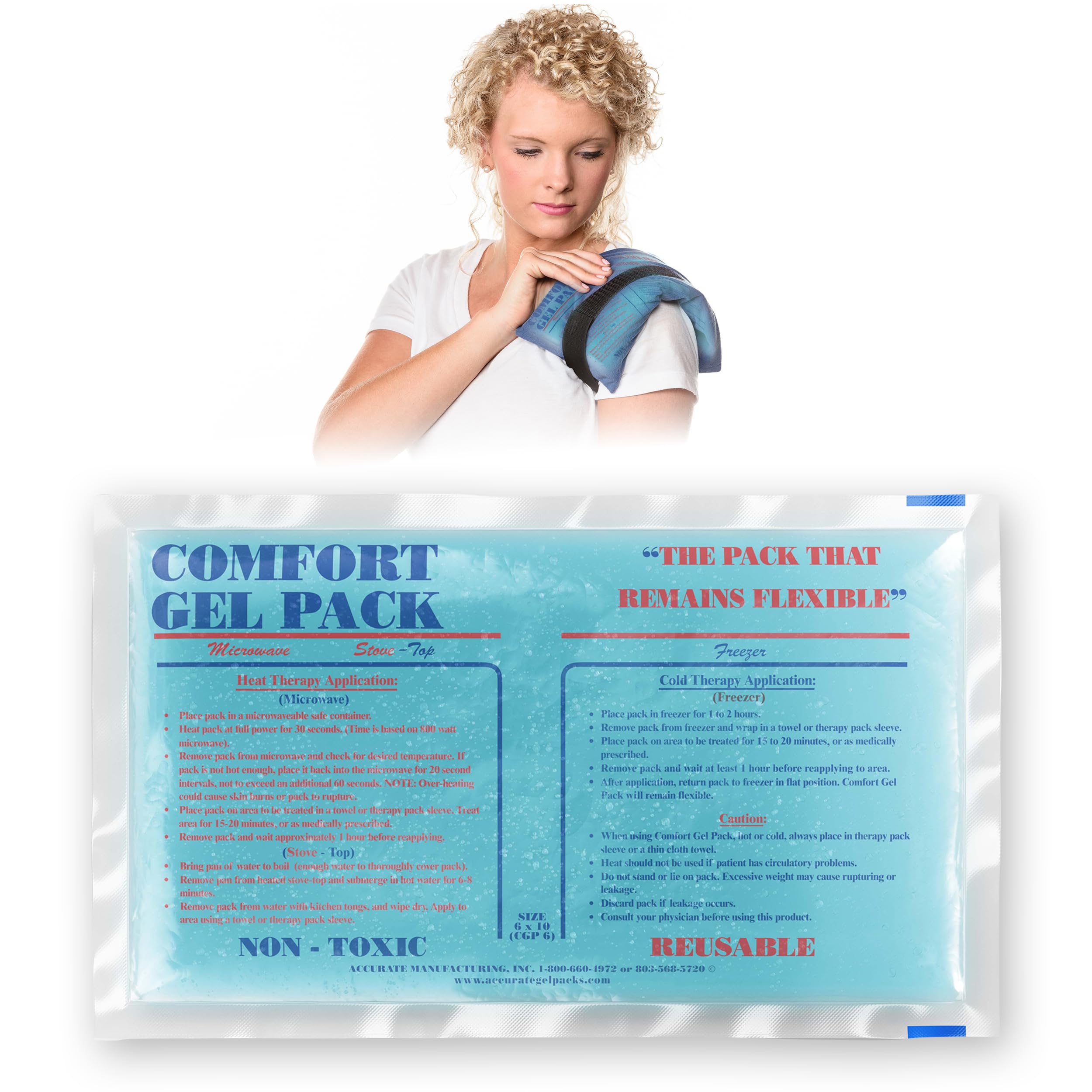 Accurate Manufacturing gel pack flexible 6x10 para cuello, alivio localizado para molestias.