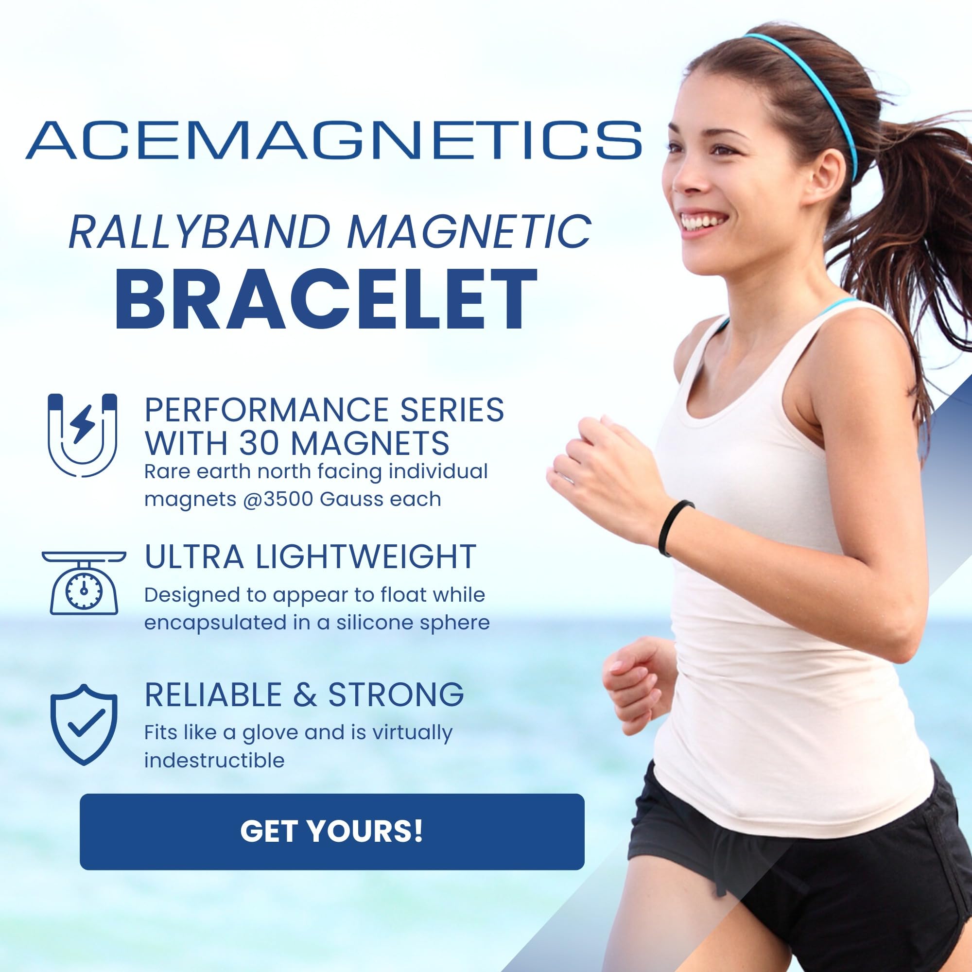 AceMagnetics Rally Band en acción, uso deportivo, manos libres.