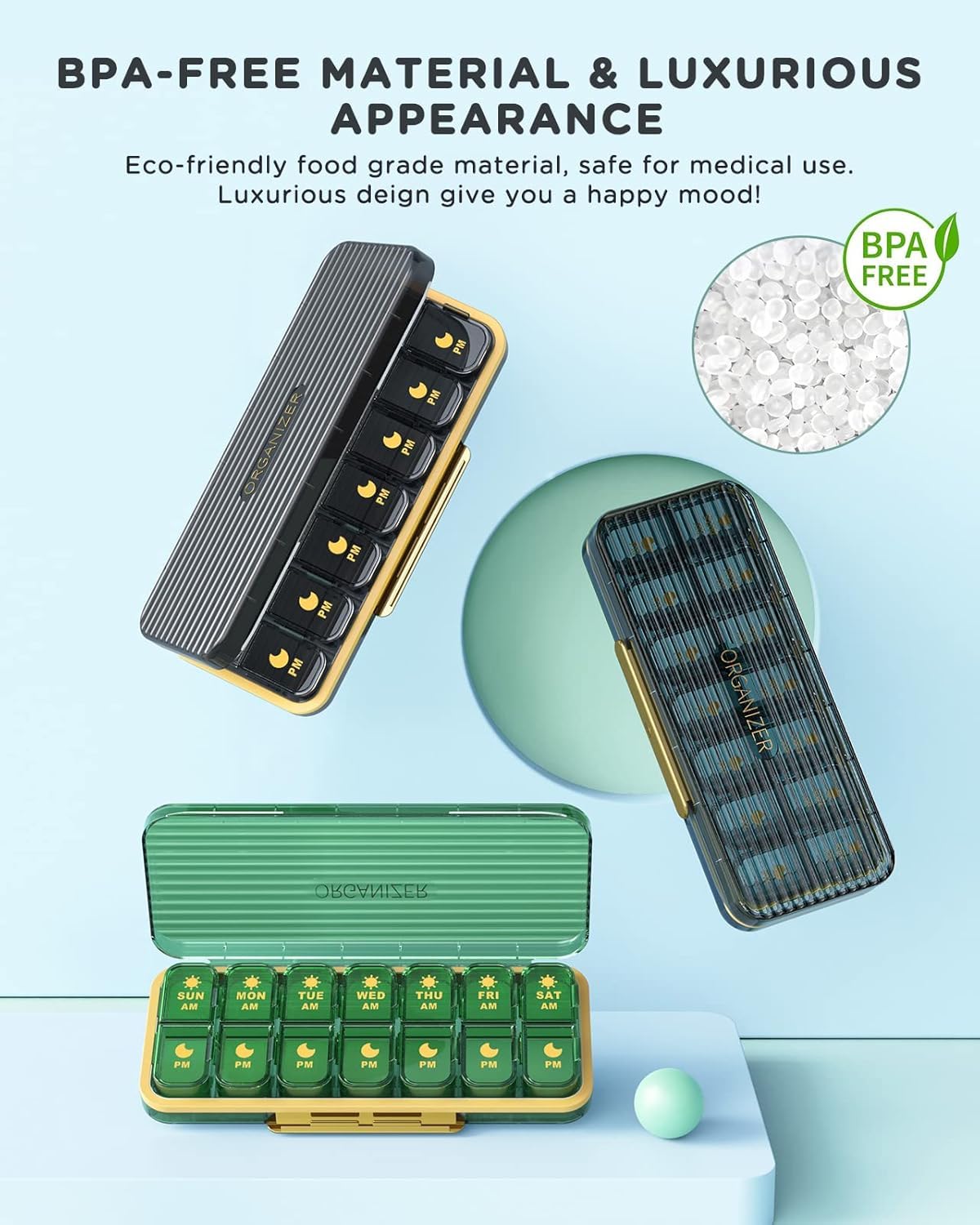 ACEDADA contenedor diario removible para pastillas, ideal para viajes y rutinas