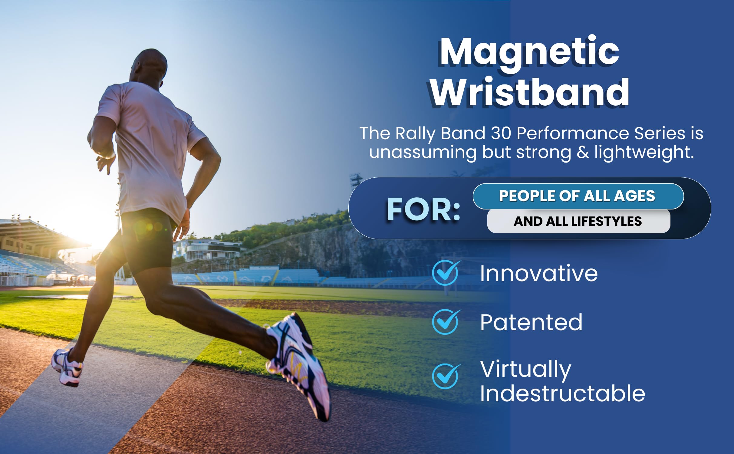 AceMagnetics Rally Band 30: tejido elástico para ajuste seguro durante la actividad.