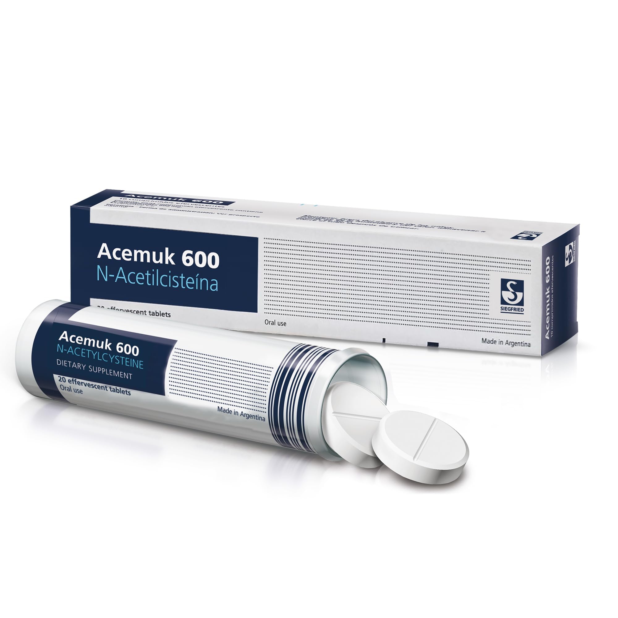 Acemuk NAC 600 mg envase de tableta para bienestar diario