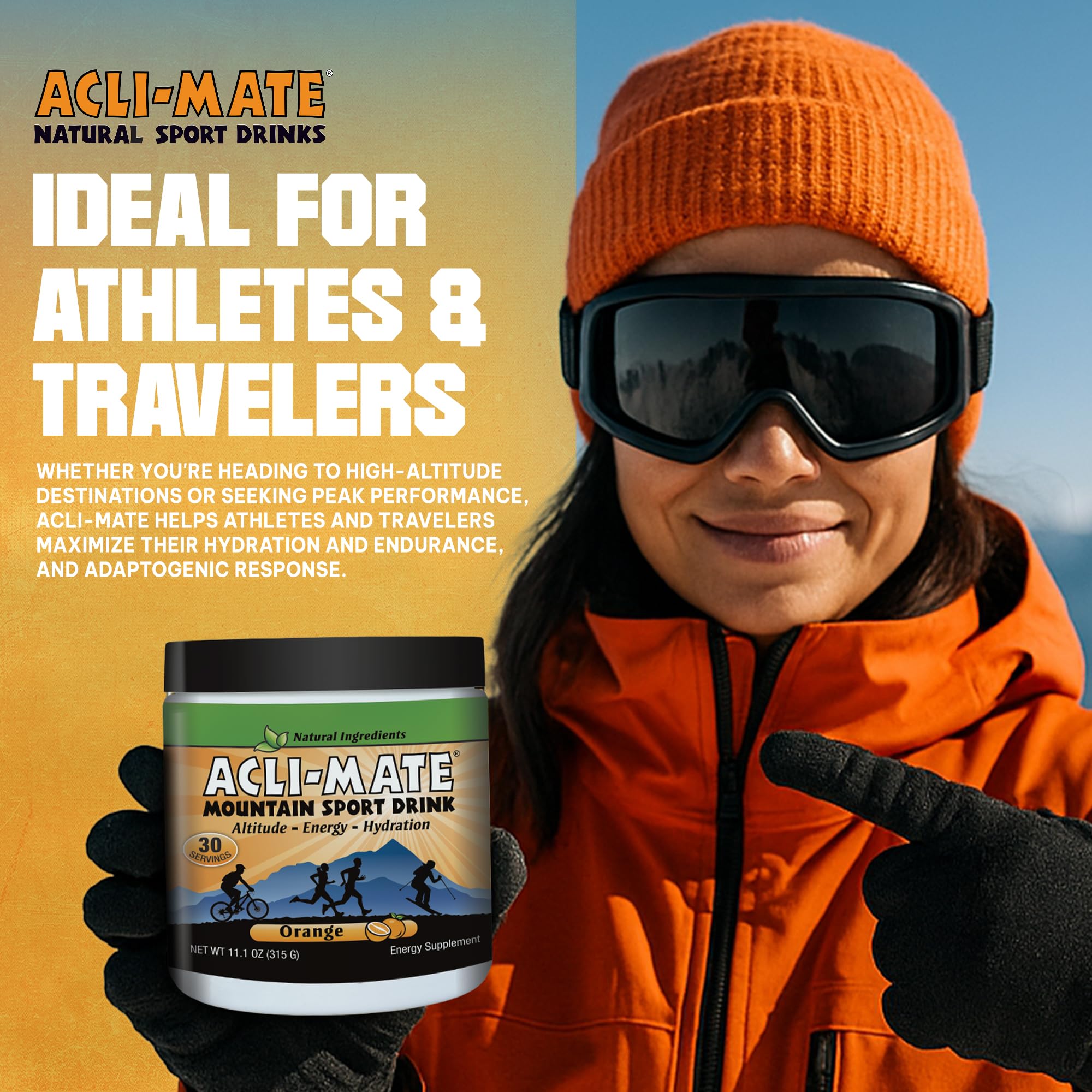 Acli-Mate sabor naranja, complemento para hidratación al aire libre