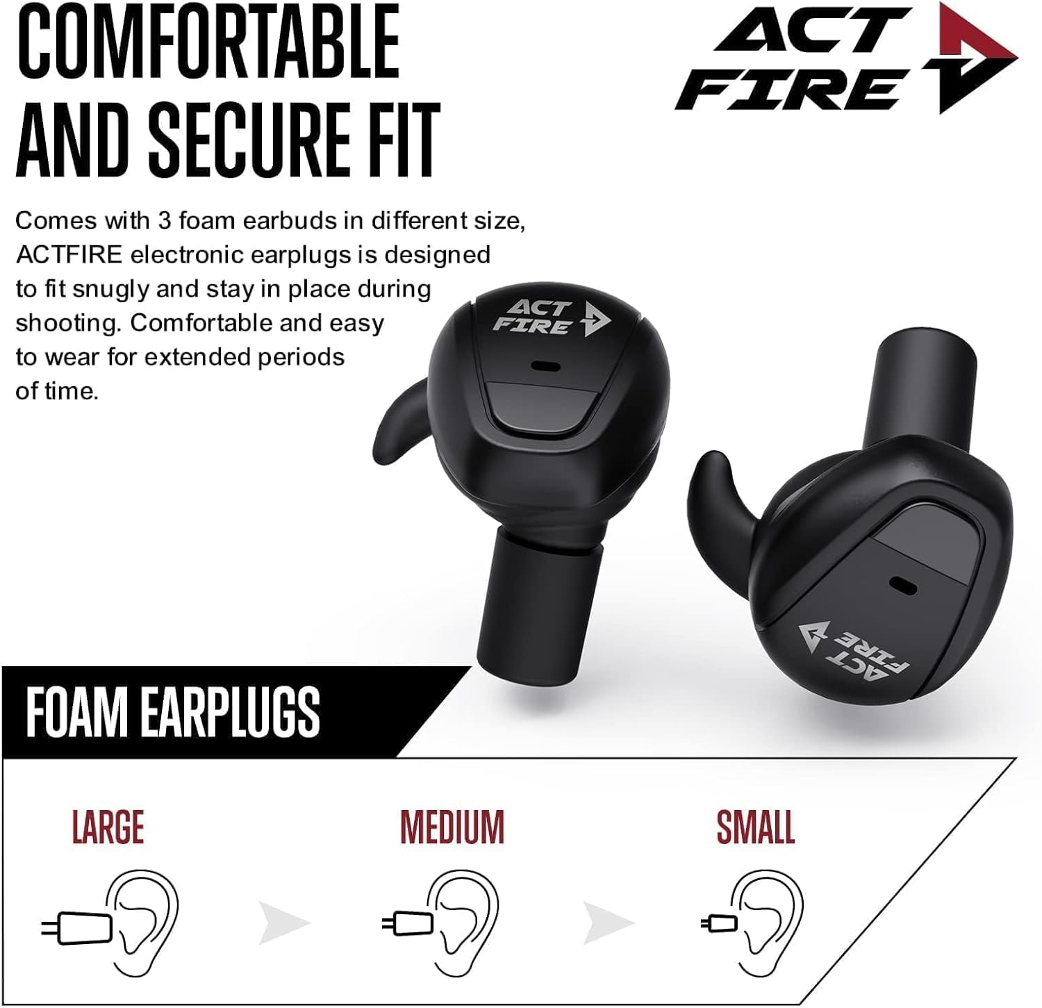 ACT FIRES diferentes tamaños de almohadillas ergonómicas