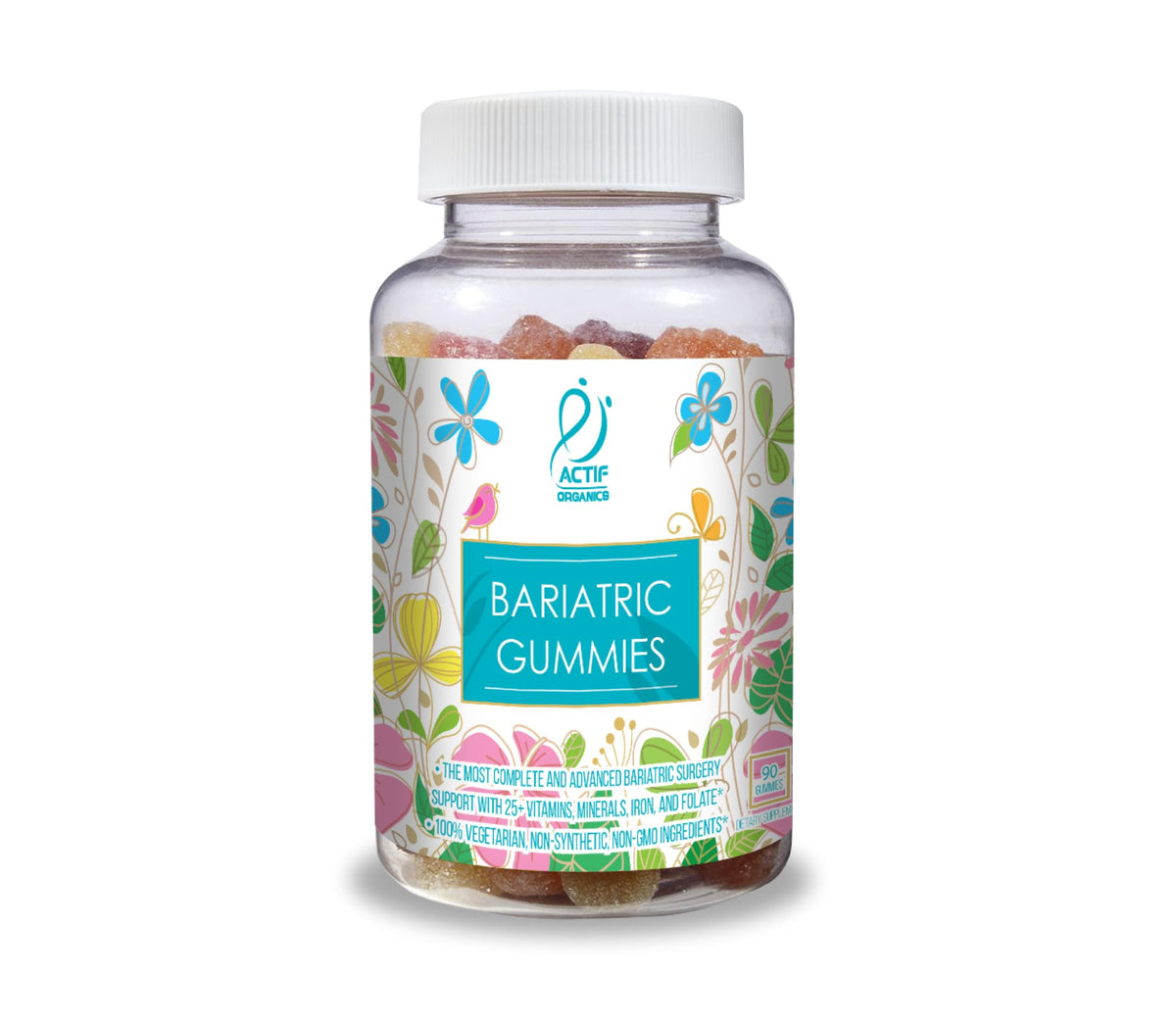 ACTIF Bariátric Gominolas botella mostrando apoyo nutricional diario para cirugía bariátrica