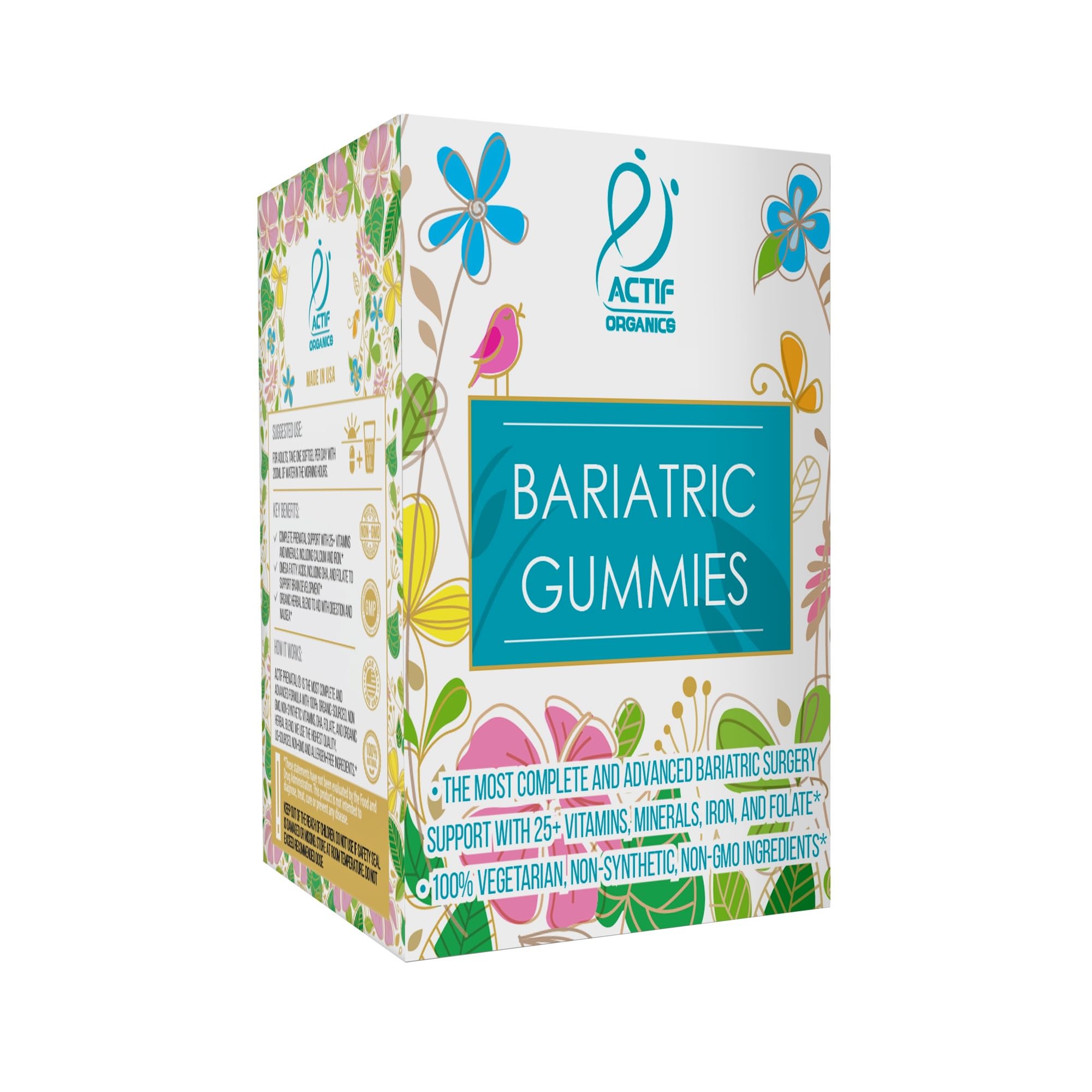 ACTIF Gominolas Bariátricas ingredientes orgánicos y minerales esenciales visibles