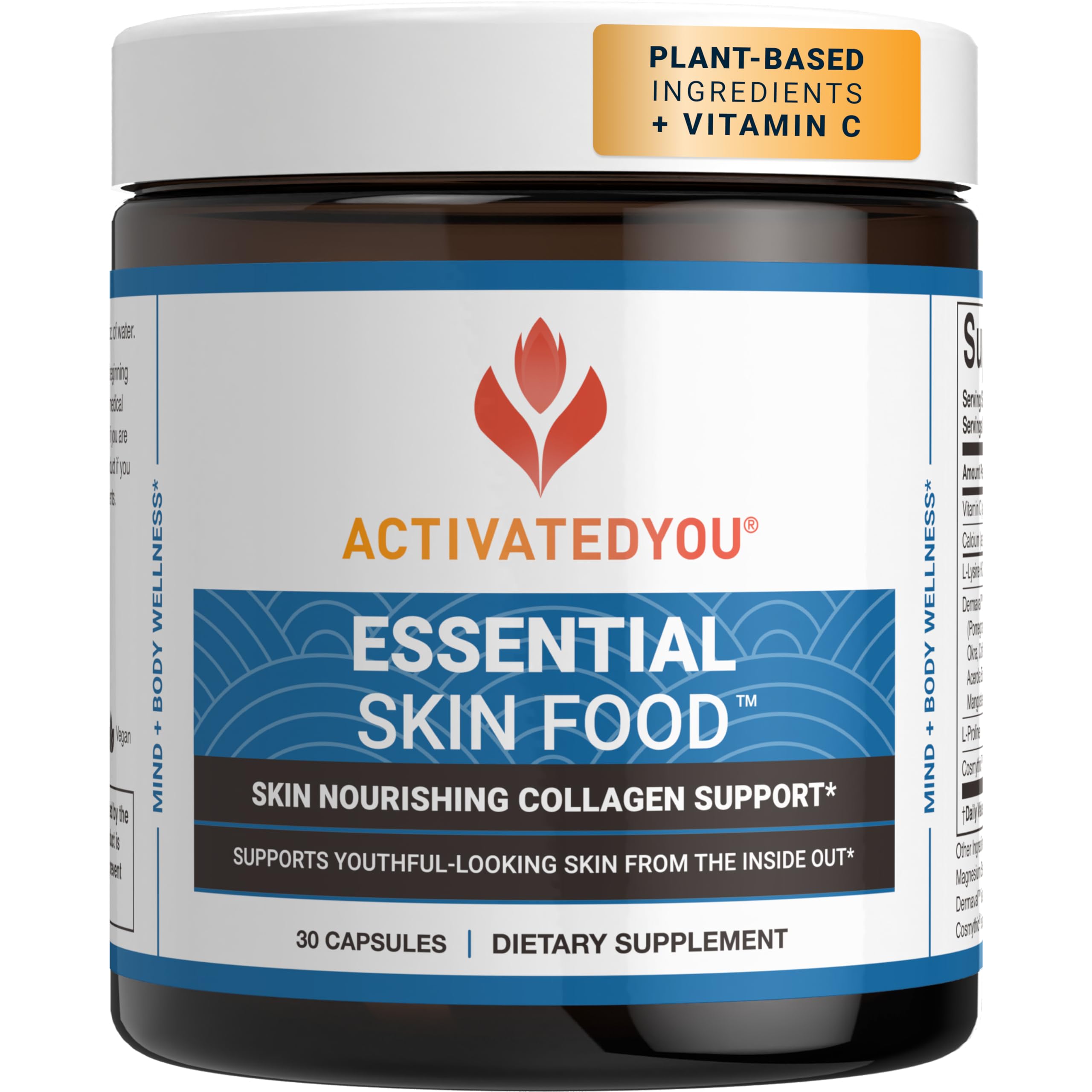 ACTIVATEDYOU Essential Skin Food: cápsulas visibles para piel suave y firme.