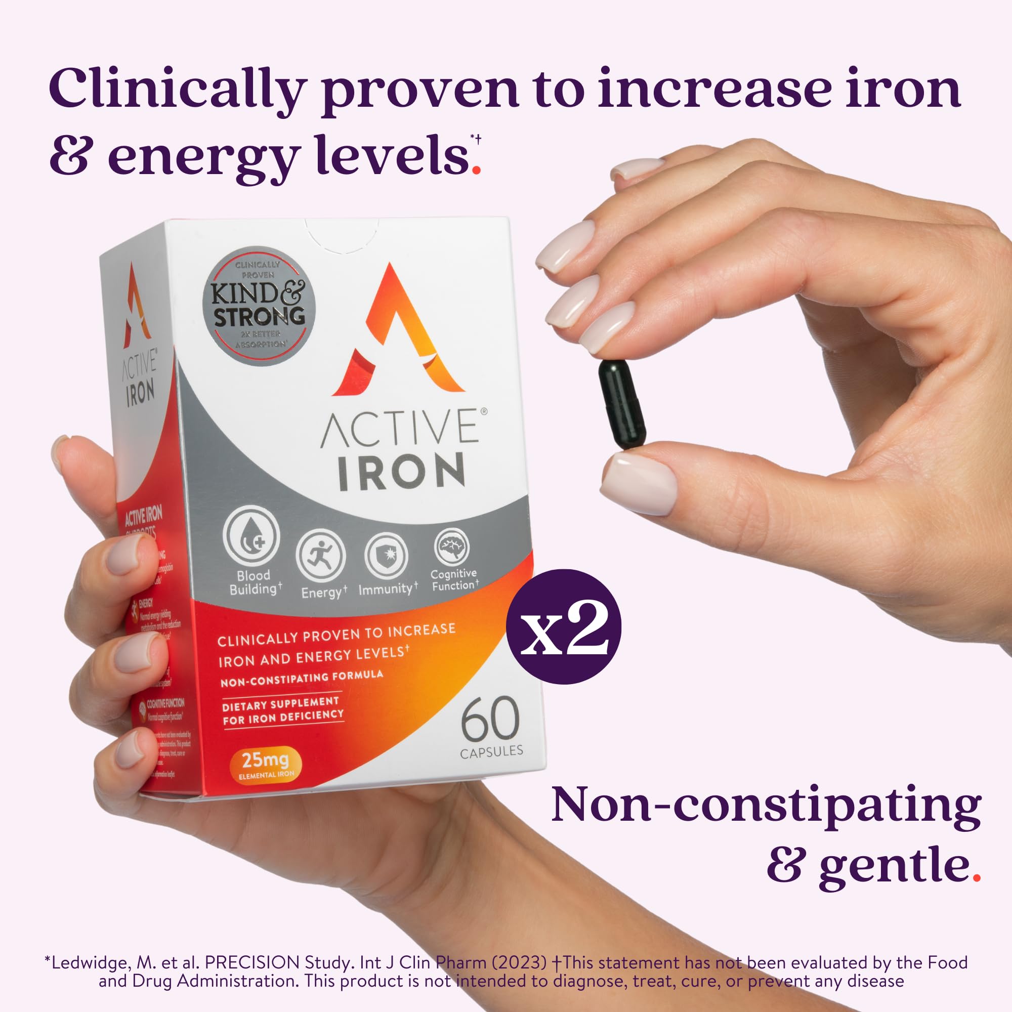 ACTIVEIRON botella de cápsulas para toma diaria y claridad de dosis