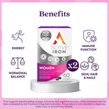 Active Iron: etiqueta frontal de la botella destacando la fórmula