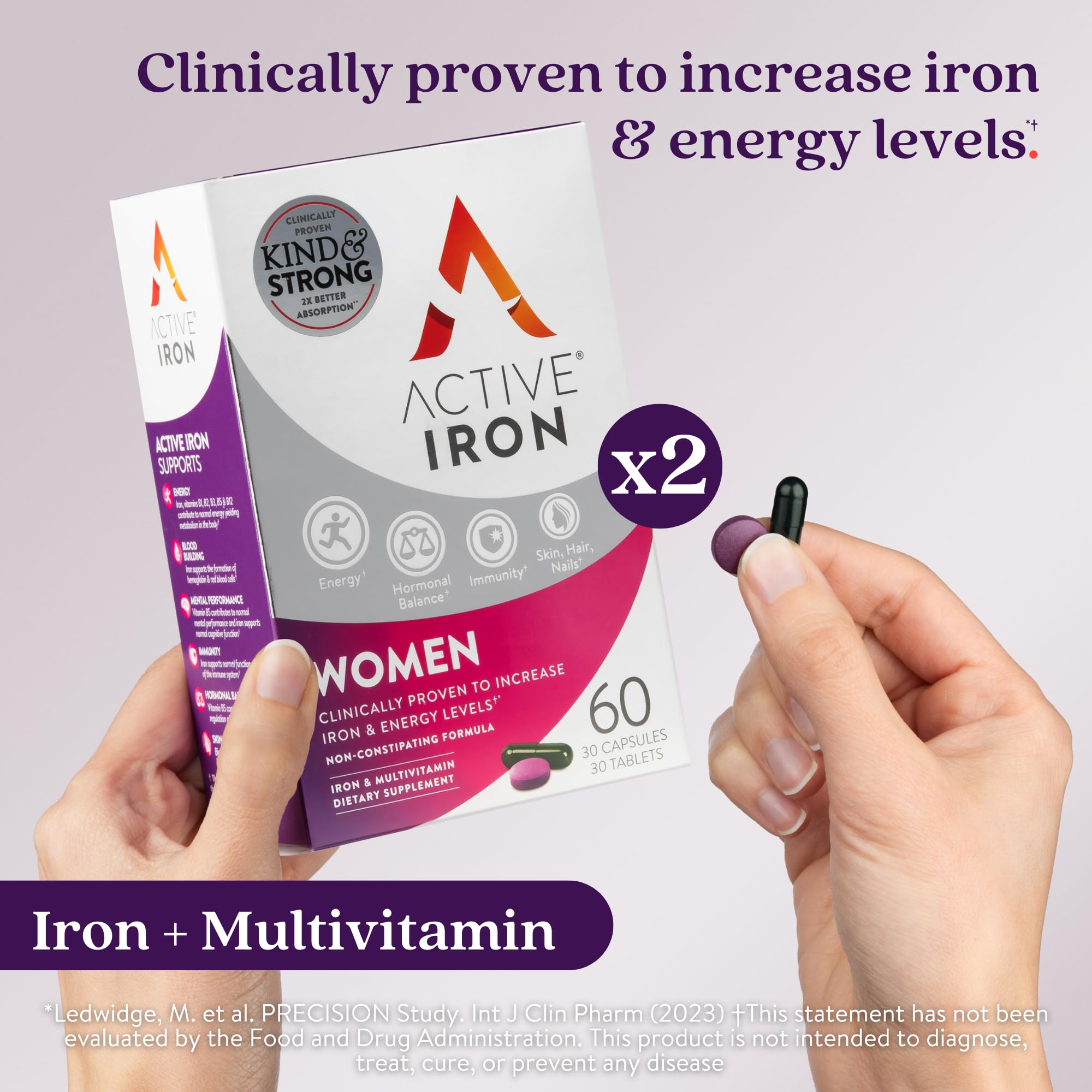 Active Iron: tabletas multivitamínicas femeninas para nutrición diaria