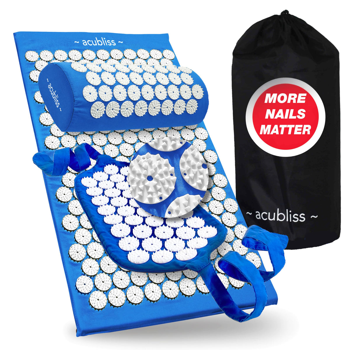 Alfombra de acupresión Acubliss con 8820 puntas para mayor cobertura de puntos de presión.