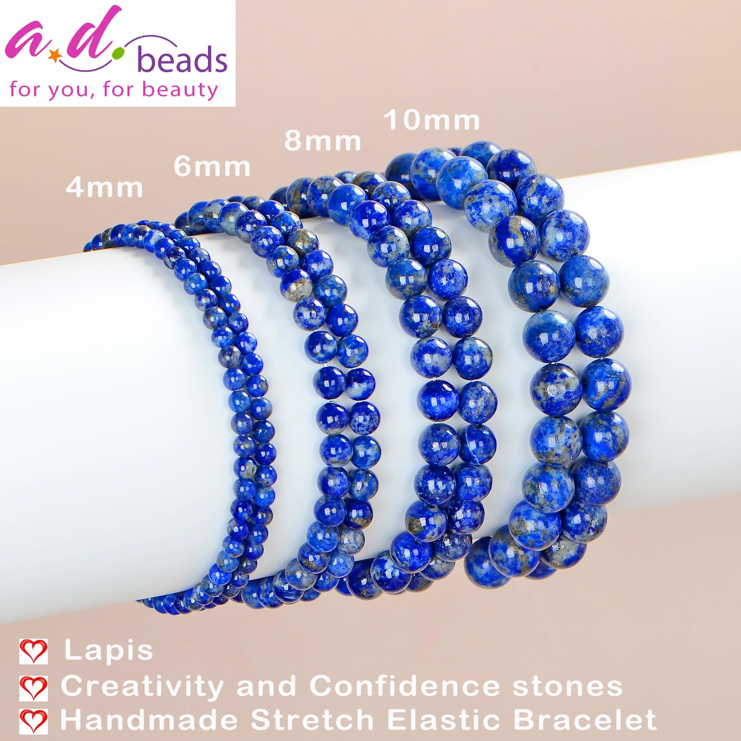 Pulsera AD Beads con amatista de 6mm para equilibrio interior.
