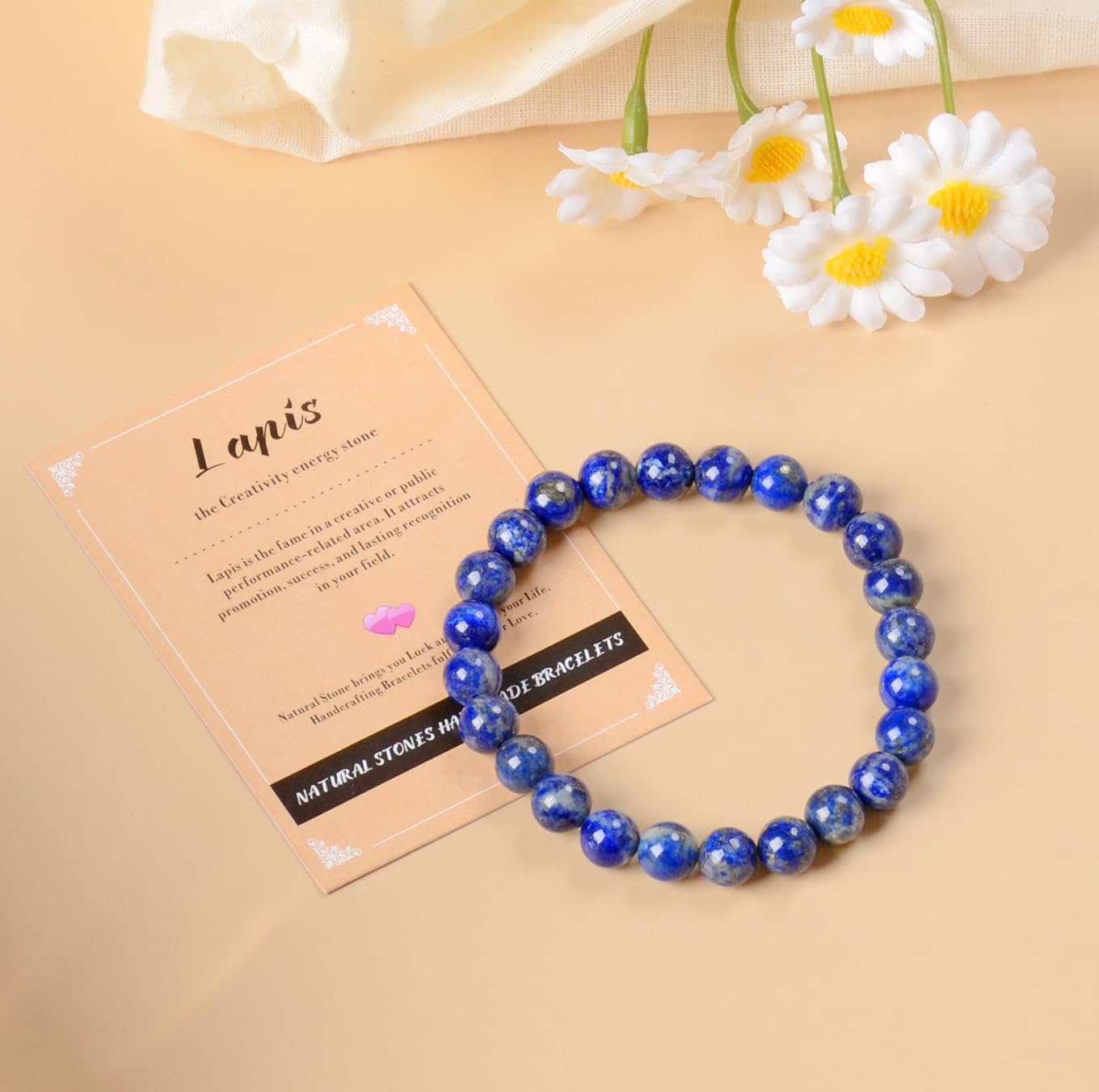 Pulsera AD Beads con cuarzo rosa de 6mm para armonía emocional.