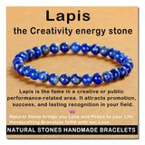 Pulsera AD Beads con lapislázuli de 6mm para claridad mental.