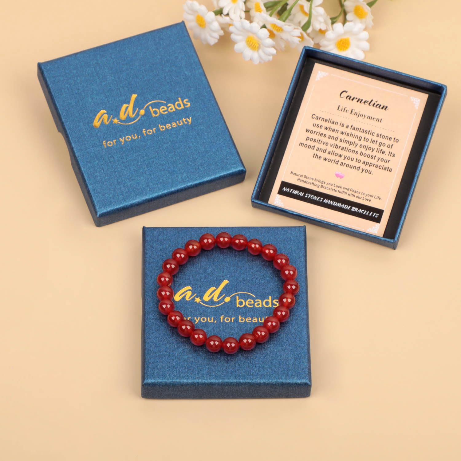 Pulsera de piedras naturales AD Beads para uso diario y estilo.