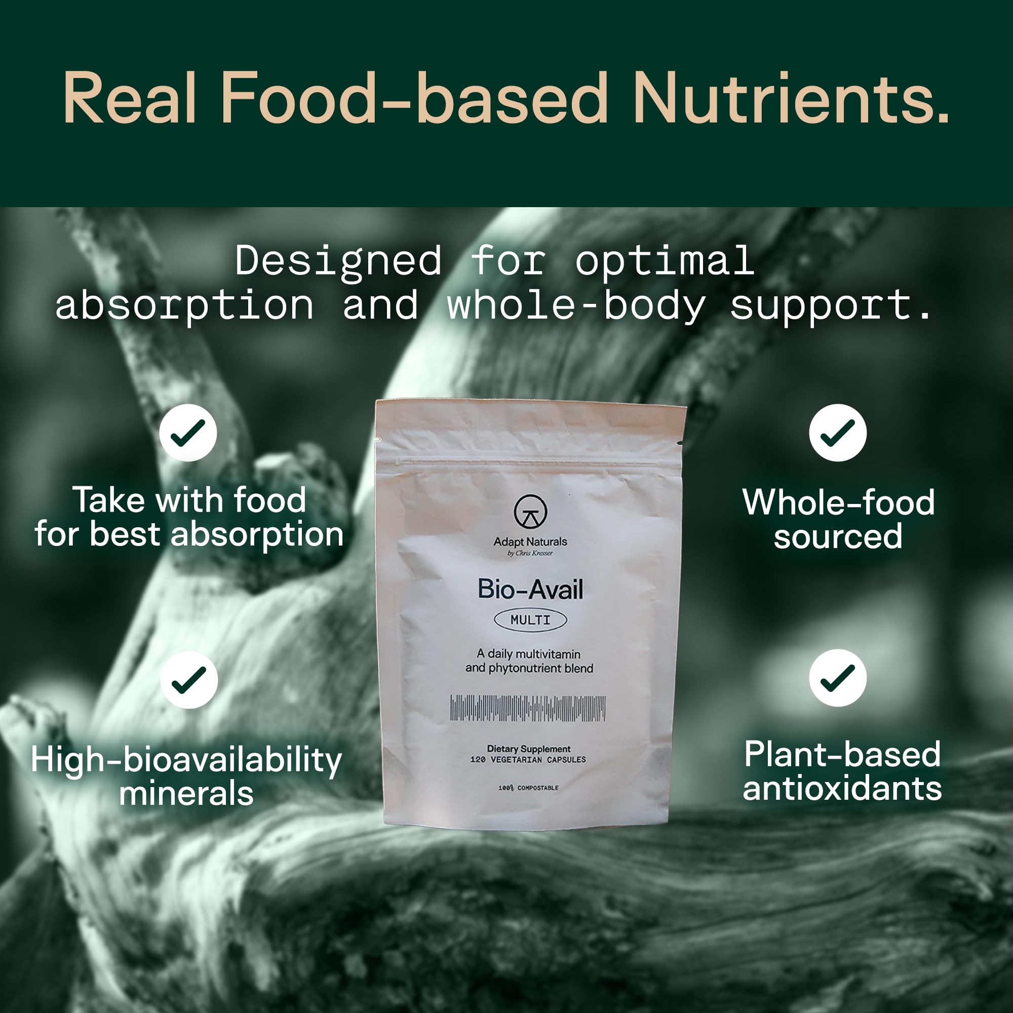Adapt Naturals, empaque de caja práctico y compacto