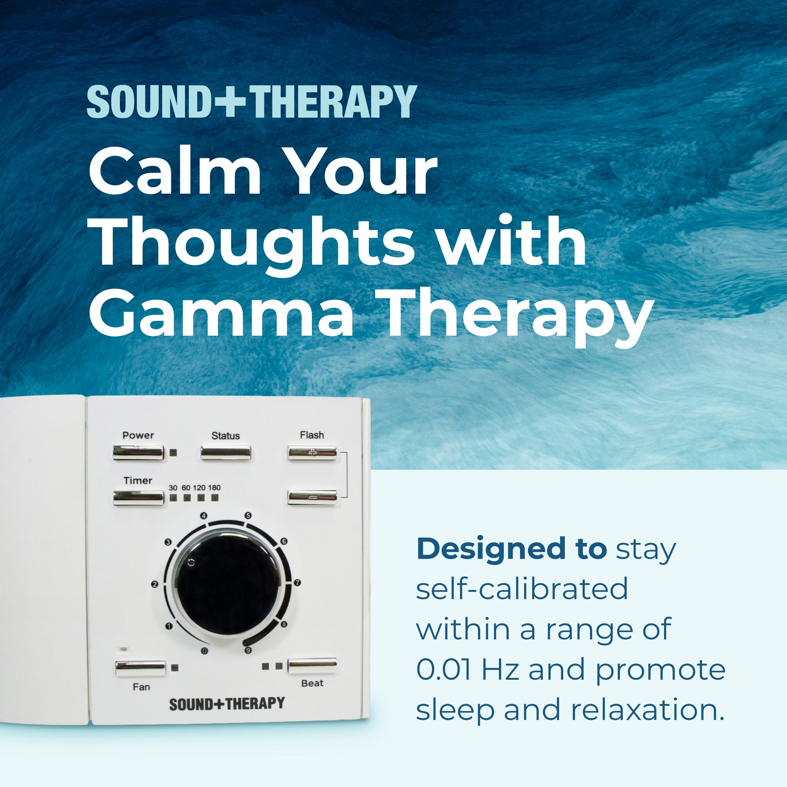 Adaptive Sound Technologies Sleep Machine 40Hz panel: control táctil para ajustar sonido y luz.
