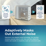 Adaptive Sound Technologies Sound + Sleep SE diseño blanco y plata para dormitorio.