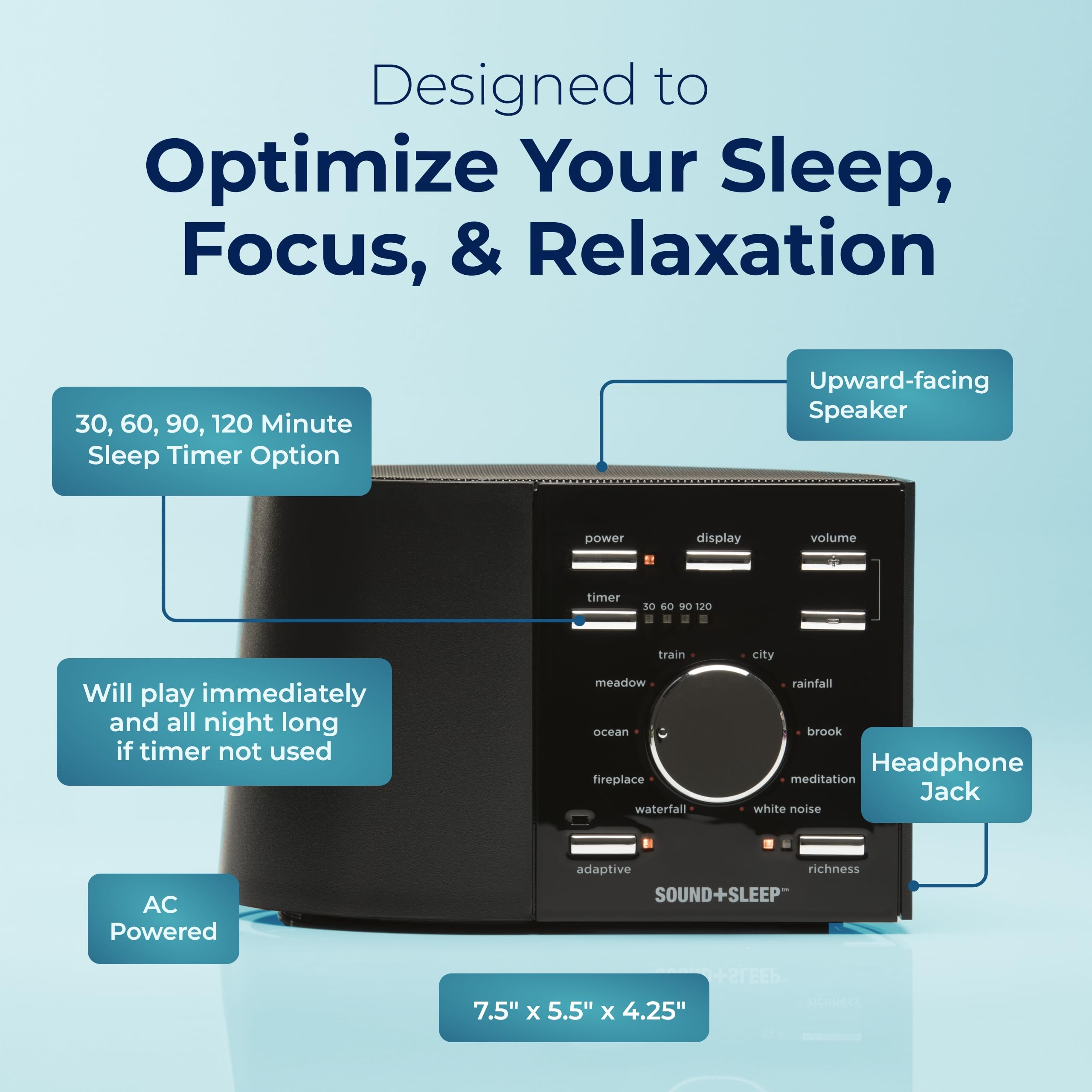Sound+Sleep: colocado junto a la cama para enmascarar ruidos y relajarse.