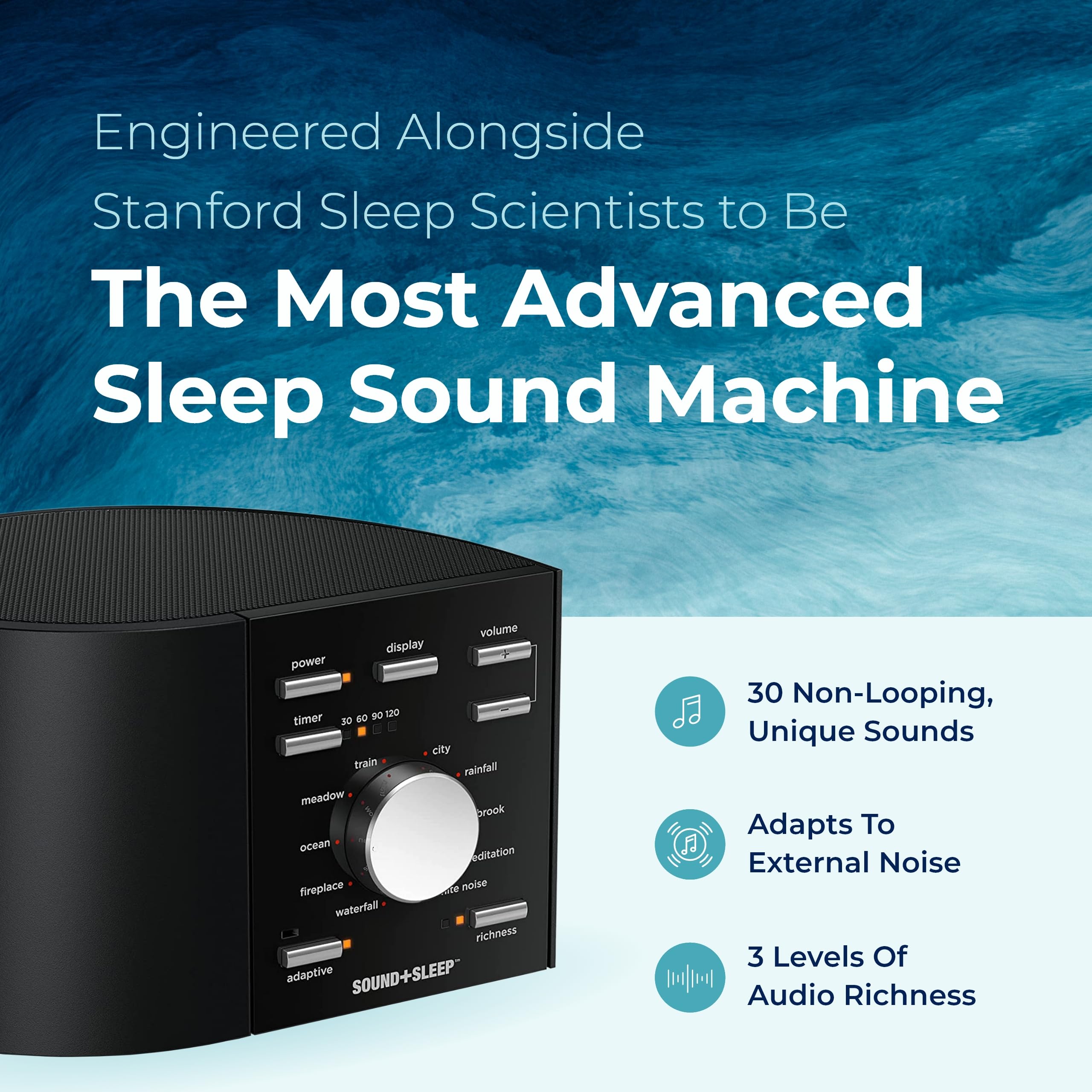 Sound+Sleep: uso nocturno para crear un ambiente tranquilo y favorecer el descanso.