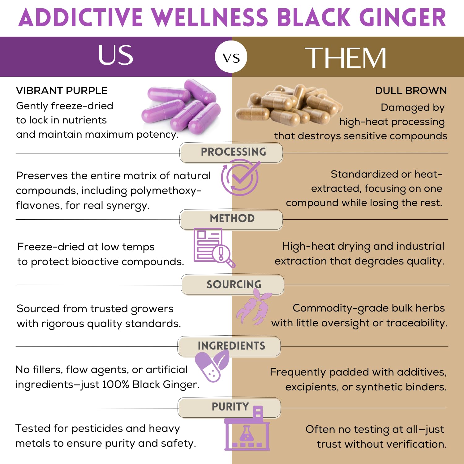 Addictive Wellness Black Ginger Cápsulas verter: cápsulas listas para consumo diario.