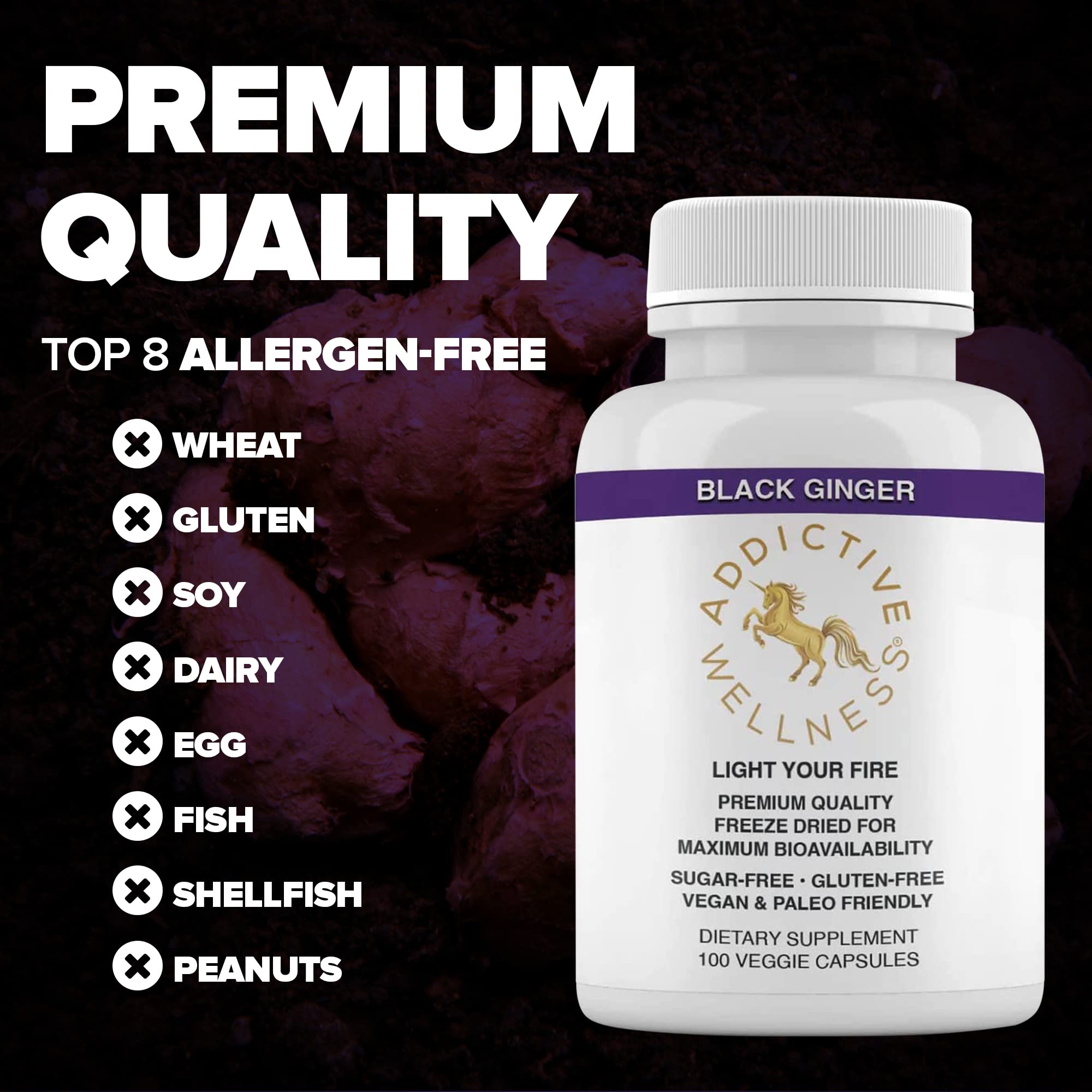 Addictive Wellness Black Ginger Cápsulas veganas 100: conveniencia diaria para la rutina.